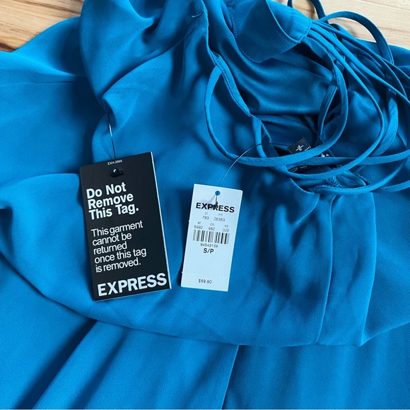 Express trapeze flowy Strappy dress in teal sz small NWT - Picture 8 of 11